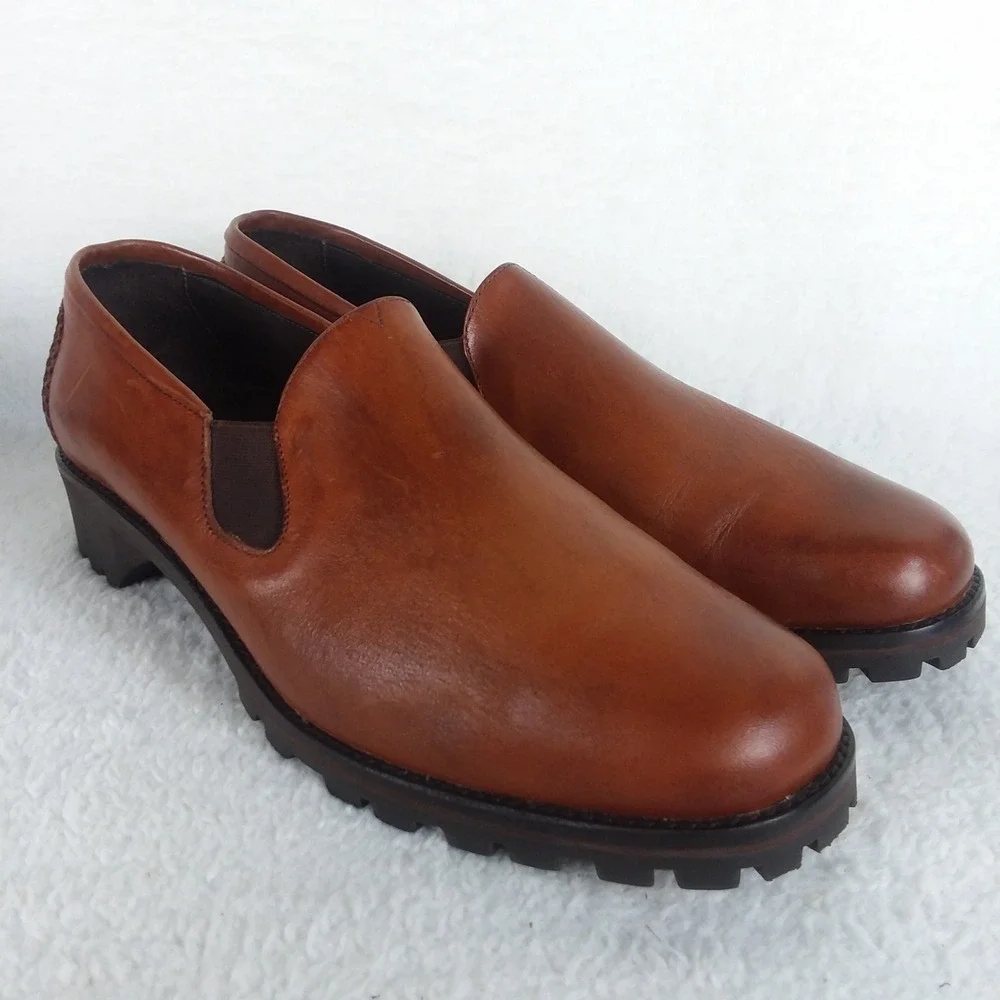 Cole Haan Country Farren Scotch Leather Slip On Loafers Lug‎ Sole Shoes 10 Brown